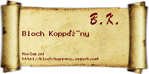 Bloch Koppány névjegykártya